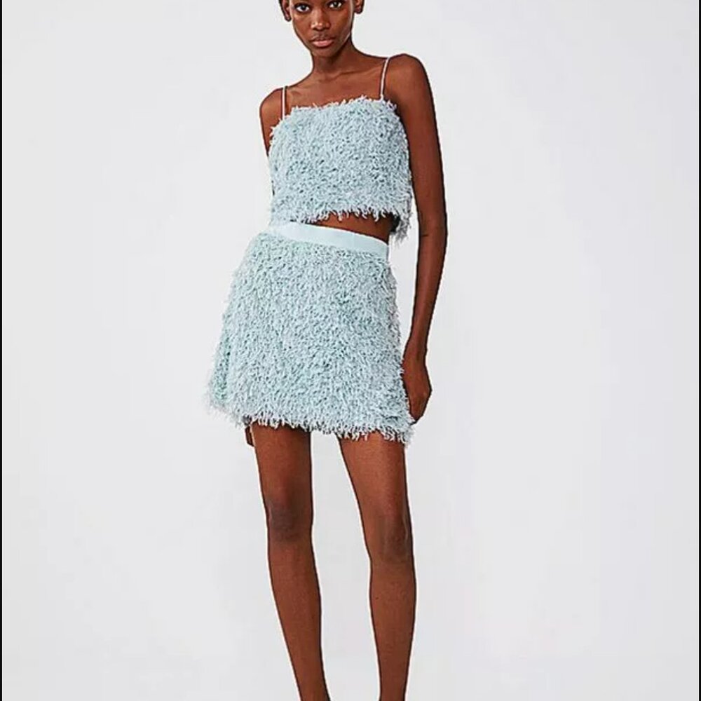 Zara light blue feather skirt (skirt only)